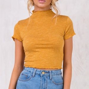 Princess Polly Mustard Cropped Turtle Neck